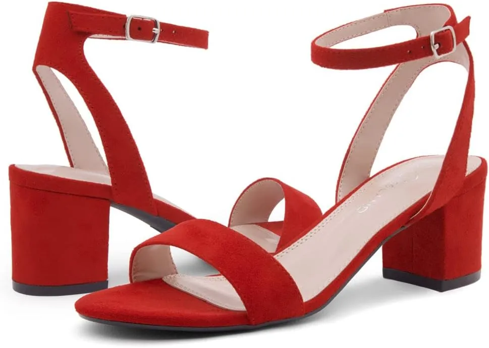 Shoe Land Women's Low Heels – 2.75 Inch Chunky Block Heeled Sandals | Clear Sandals, Open Toe Dressy Short Heels with Ankle Strap for Wedding, Prom & Party