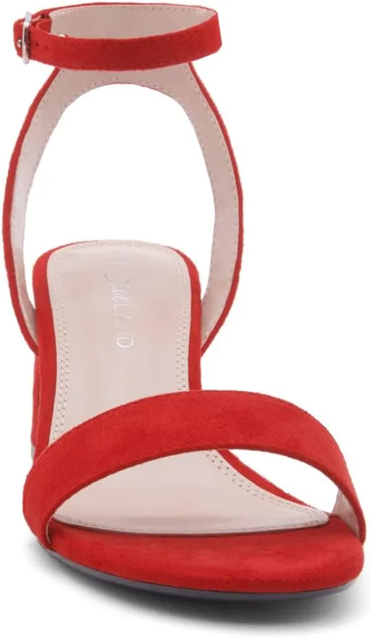 Shoe Land Women's Low Heels – 2.75 Inch Chunky Block Heeled Sandals | Clear Sandals, Open Toe Dressy Short Heels with Ankle Strap for Wedding, Prom & Party
