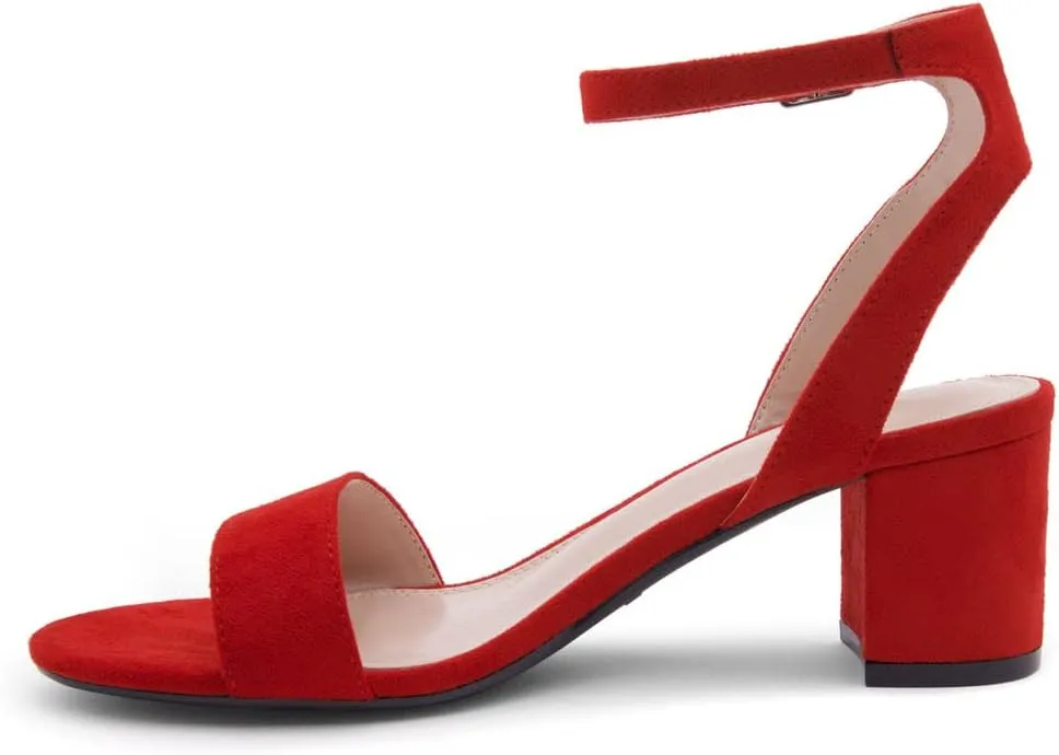 Shoe Land Women's Low Heels – 2.75 Inch Chunky Block Heeled Sandals | Clear Sandals, Open Toe Dressy Short Heels with Ankle Strap for Wedding, Prom & Party