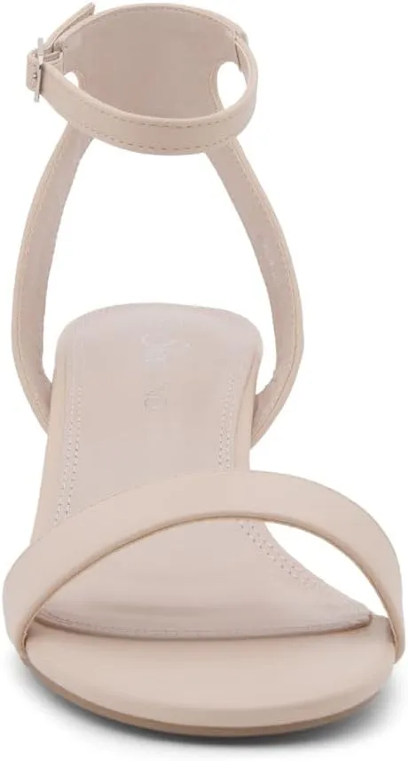 Shoe Land Women's Low Heels – 2.75 Inch Chunky Block Heeled Sandals | Clear Sandals, Open Toe Dressy Short Heels with Ankle Strap for Wedding, Prom & Party