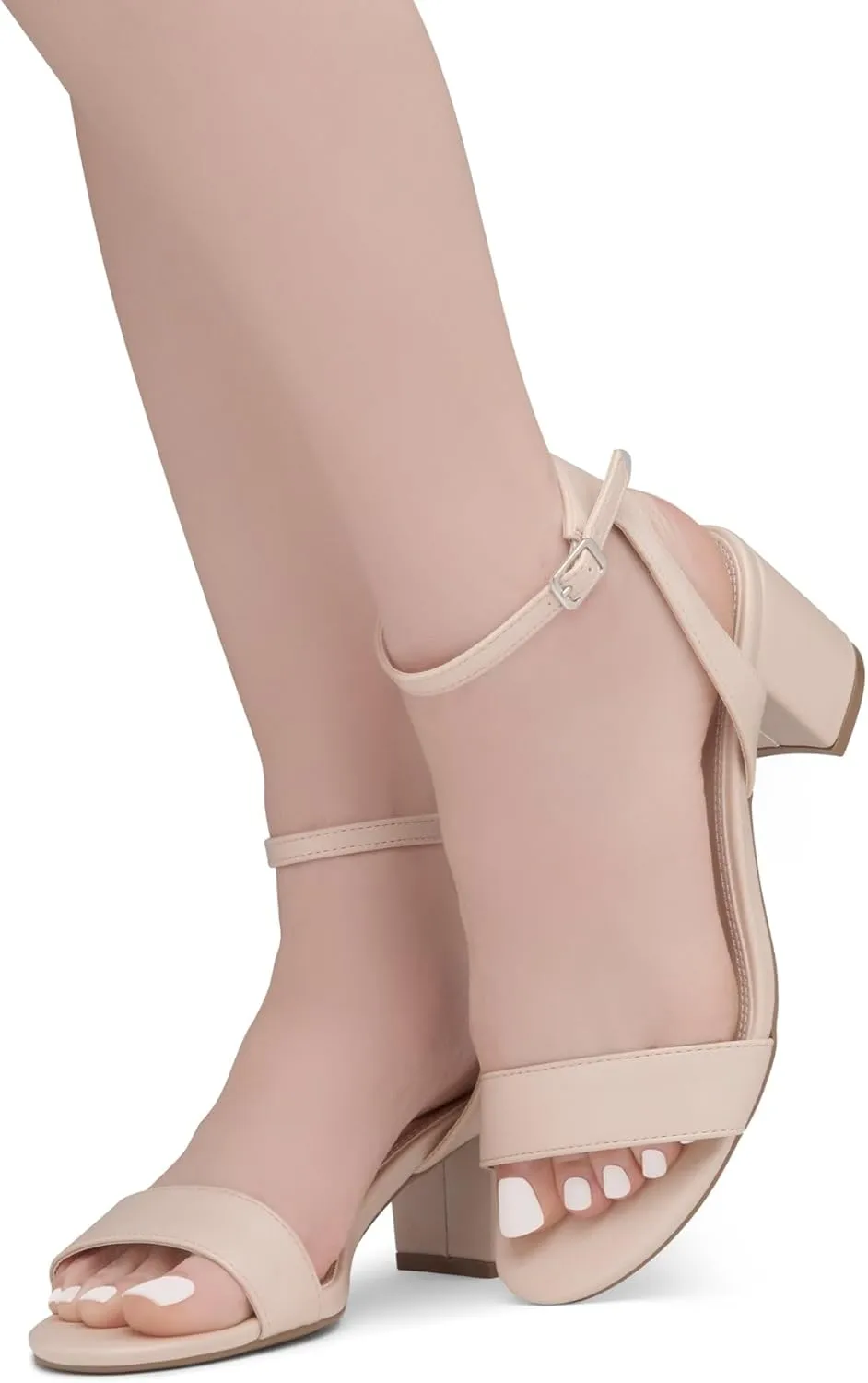 Shoe Land Women's Low Heels – 2.75 Inch Chunky Block Heeled Sandals | Clear Sandals, Open Toe Dressy Short Heels with Ankle Strap for Wedding, Prom & Party