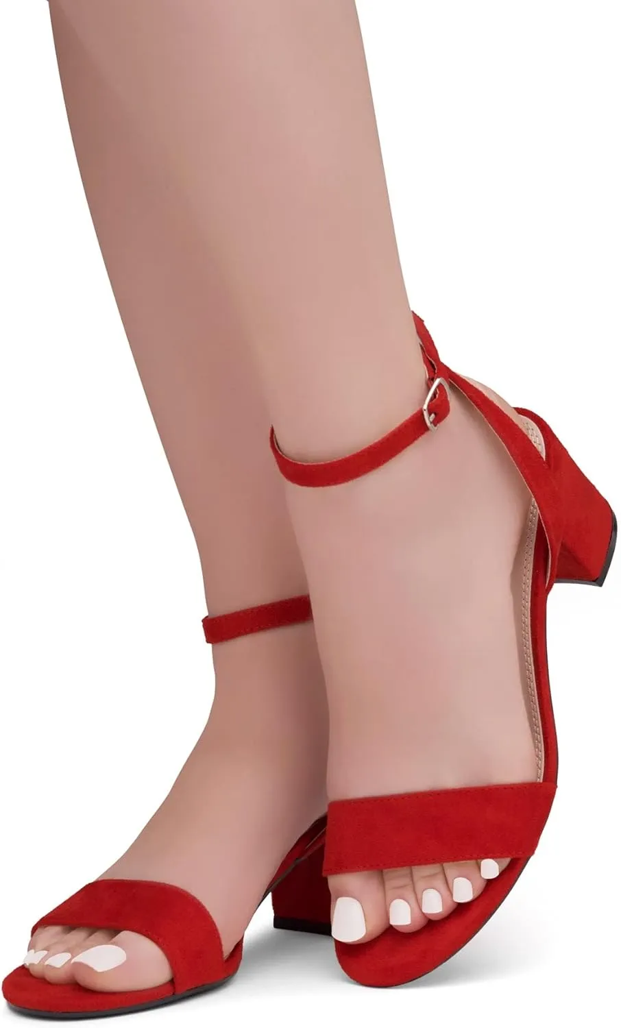 Shoe Land Women's Low Heels – 2.75 Inch Chunky Block Heeled Sandals | Clear Sandals, Open Toe Dressy Short Heels with Ankle Strap for Wedding, Prom & Party