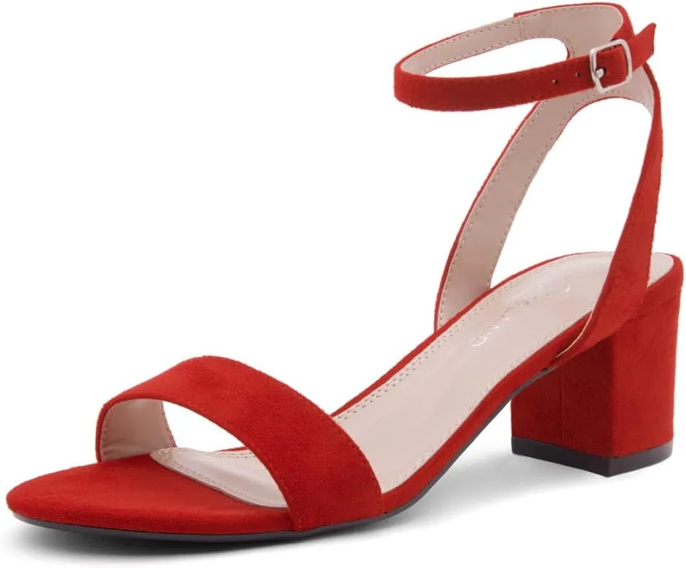 Shoe Land Women's Low Heels – 2.75 Inch Chunky Block Heeled Sandals | Clear Sandals, Open Toe Dressy Short Heels with Ankle Strap for Wedding, Prom & Party