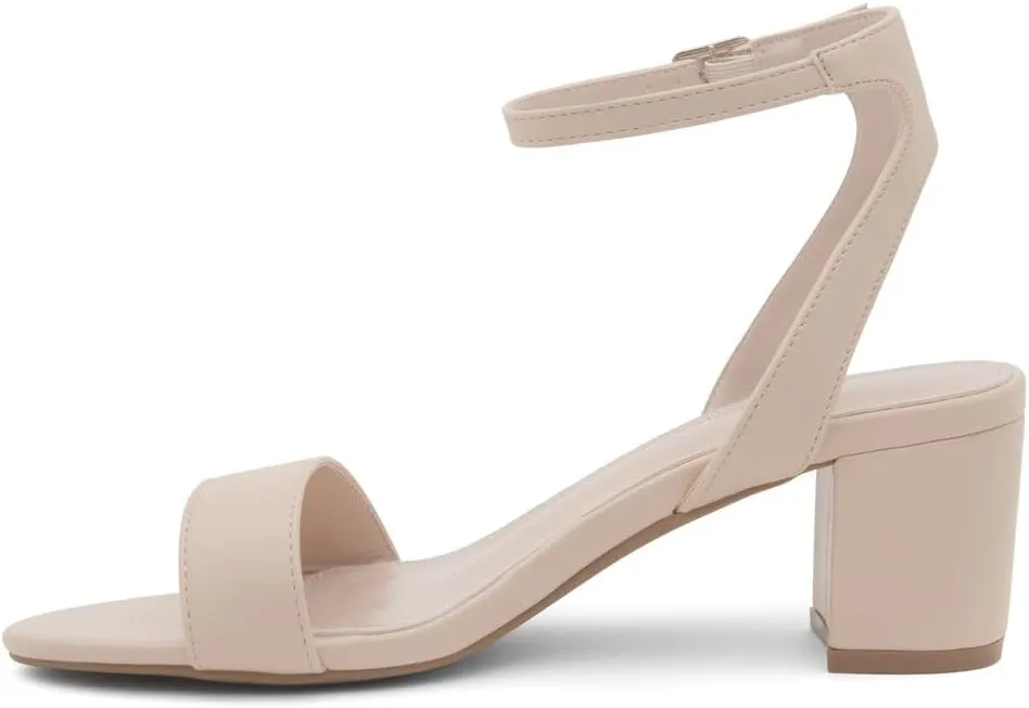 Shoe Land Women's Low Heels – 2.75 Inch Chunky Block Heeled Sandals | Clear Sandals, Open Toe Dressy Short Heels with Ankle Strap for Wedding, Prom & Party