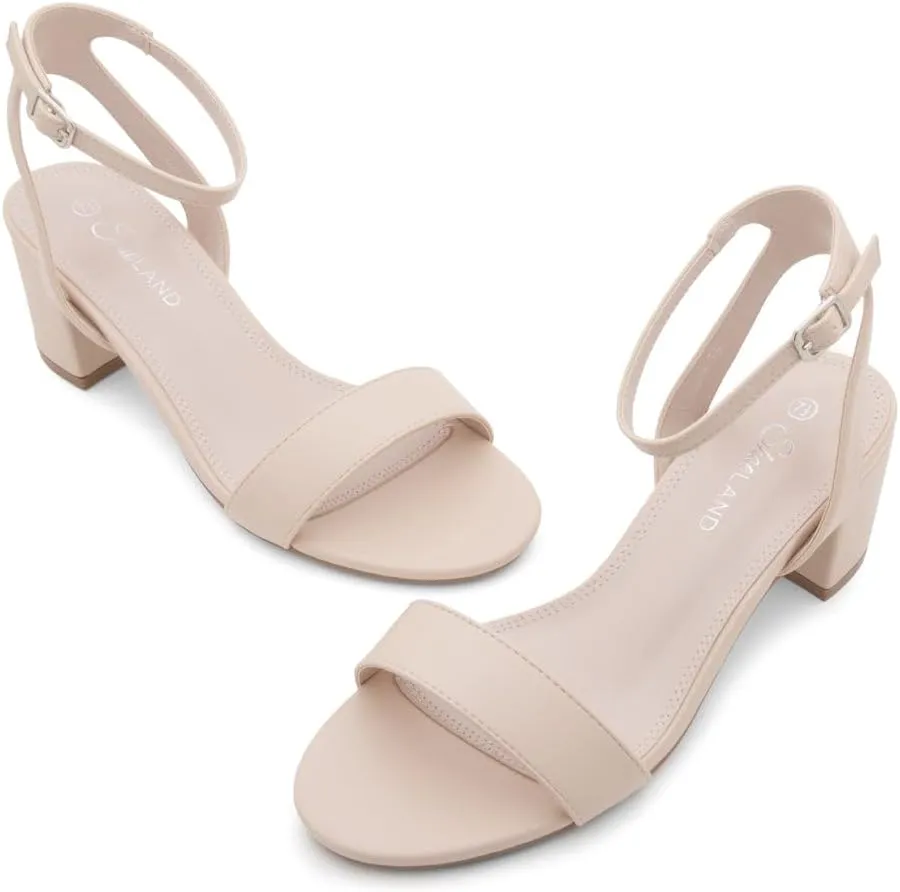 Shoe Land Women's Low Heels – 2.75 Inch Chunky Block Heeled Sandals | Clear Sandals, Open Toe Dressy Short Heels with Ankle Strap for Wedding, Prom & Party