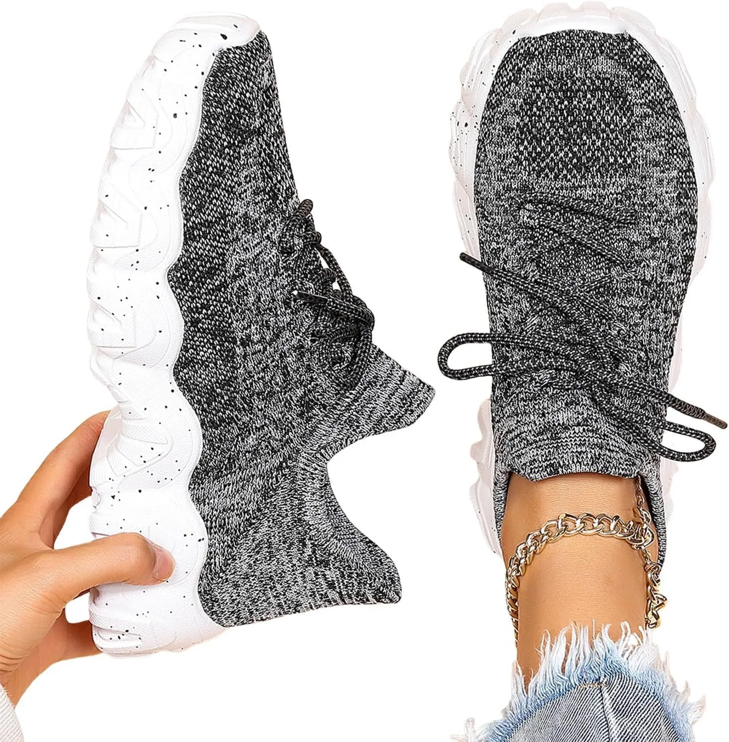 Simply Snug Shoes, Simply Snug Sneakers, Simplysnug Shoes, Women's Mesh Lace Up Lightweight Low Top Sneakers Casual Tennis Shoes Non Slip