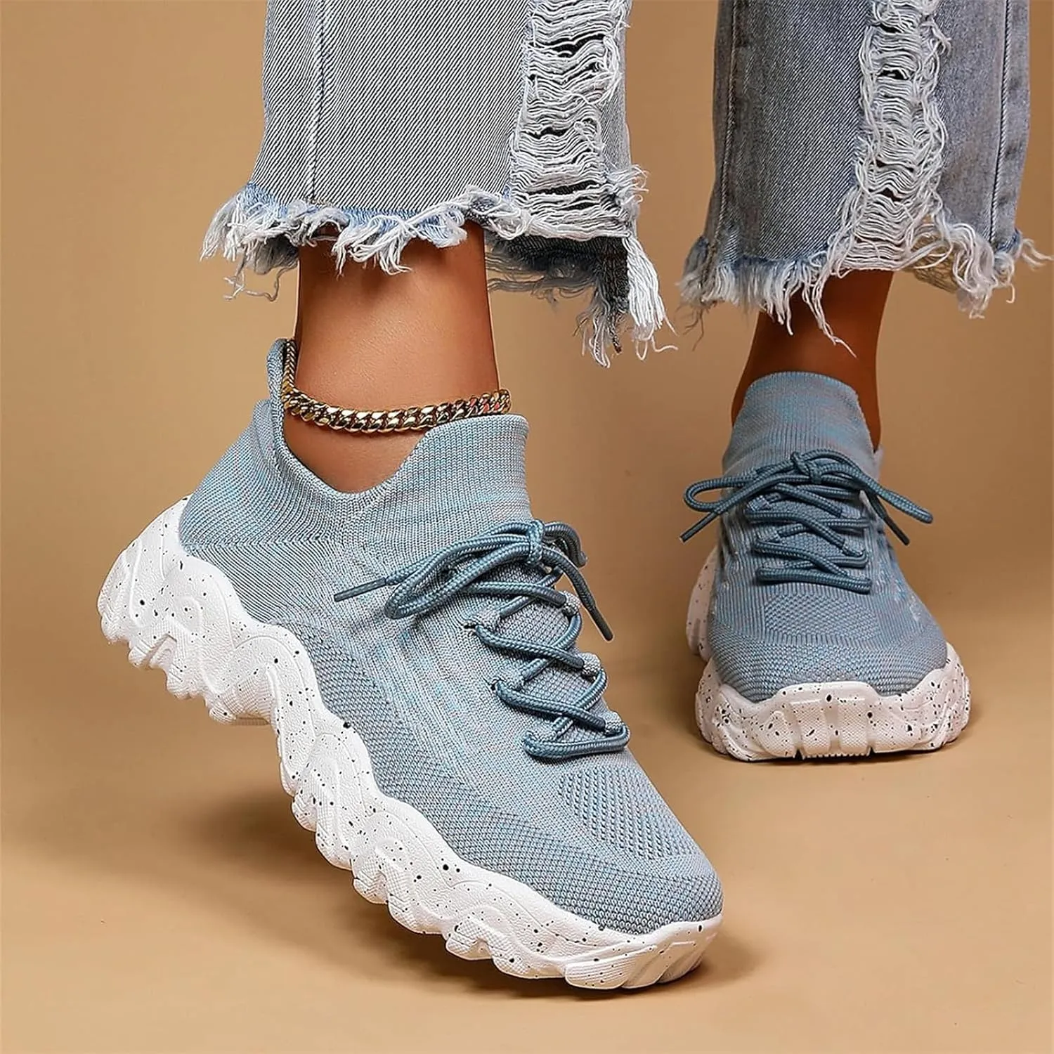 Simply Snug Shoes, Simply Snug Sneakers, Simplysnug Shoes, Women's Mesh Lace Up Lightweight Low Top Sneakers Casual Tennis Shoes Non Slip