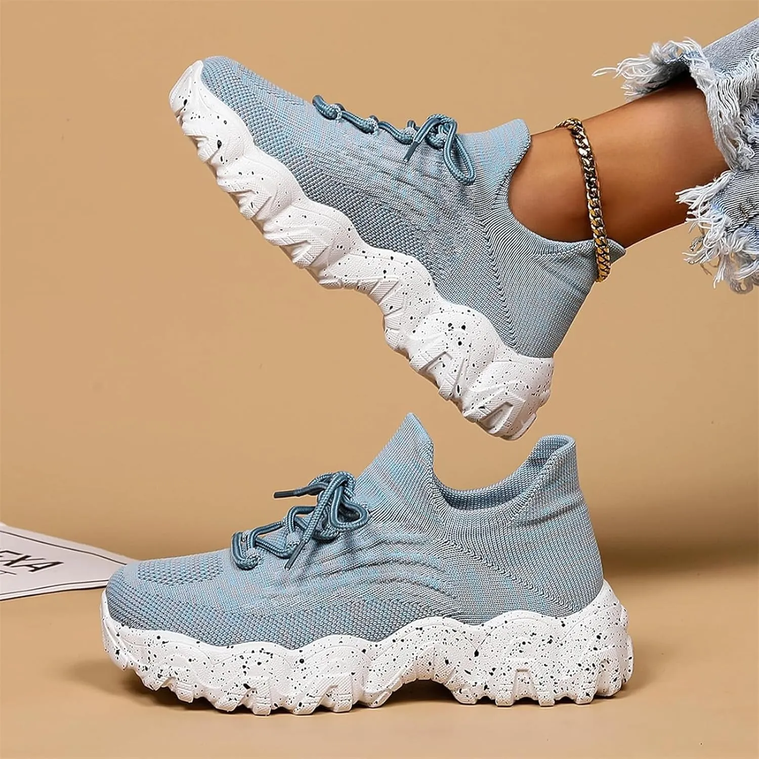 Simply Snug Shoes, Simply Snug Sneakers, Simplysnug Shoes, Women's Mesh Lace Up Lightweight Low Top Sneakers Casual Tennis Shoes Non Slip