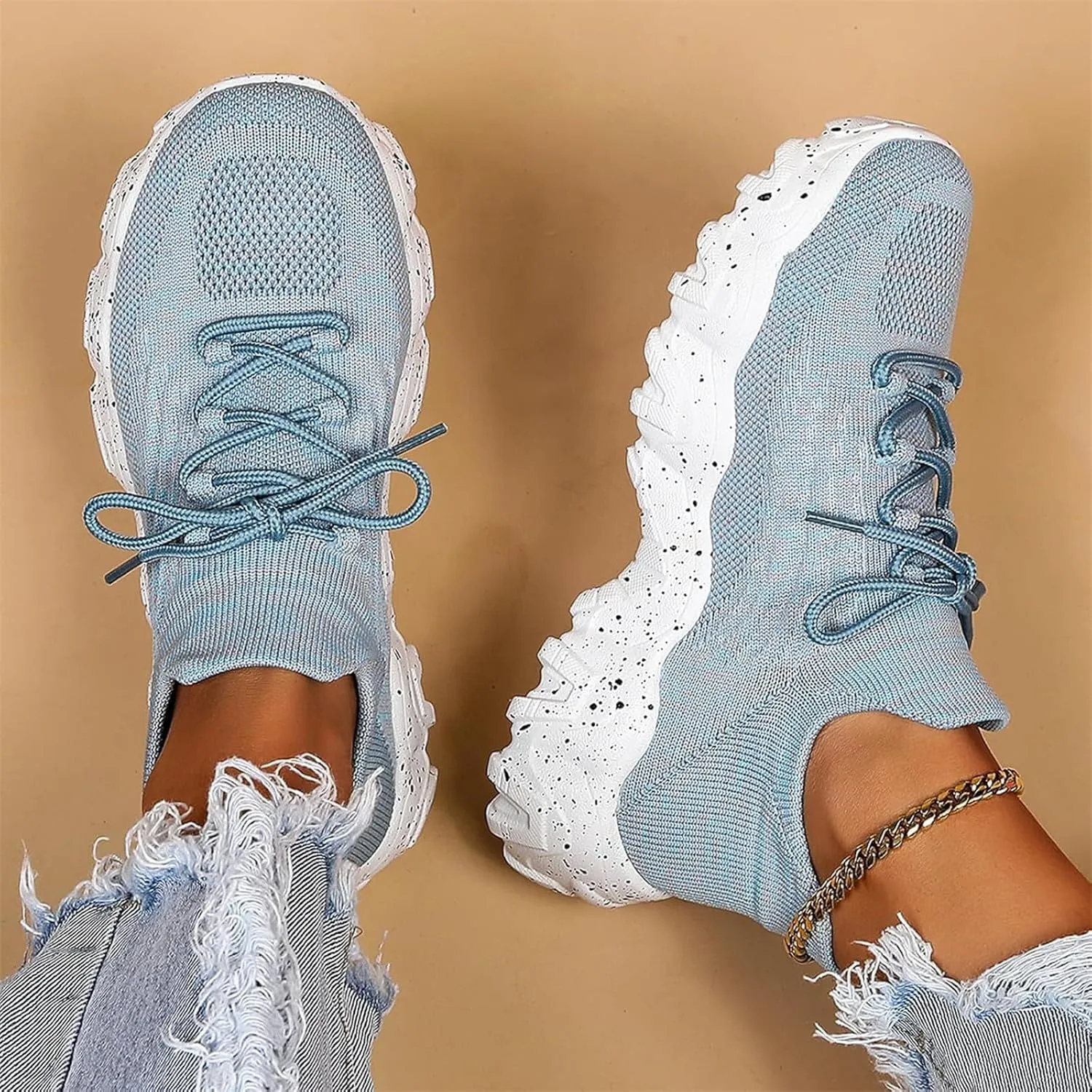 Simply Snug Shoes, Simply Snug Sneakers, Simplysnug Shoes, Women's Mesh Lace Up Lightweight Low Top Sneakers Casual Tennis Shoes Non Slip