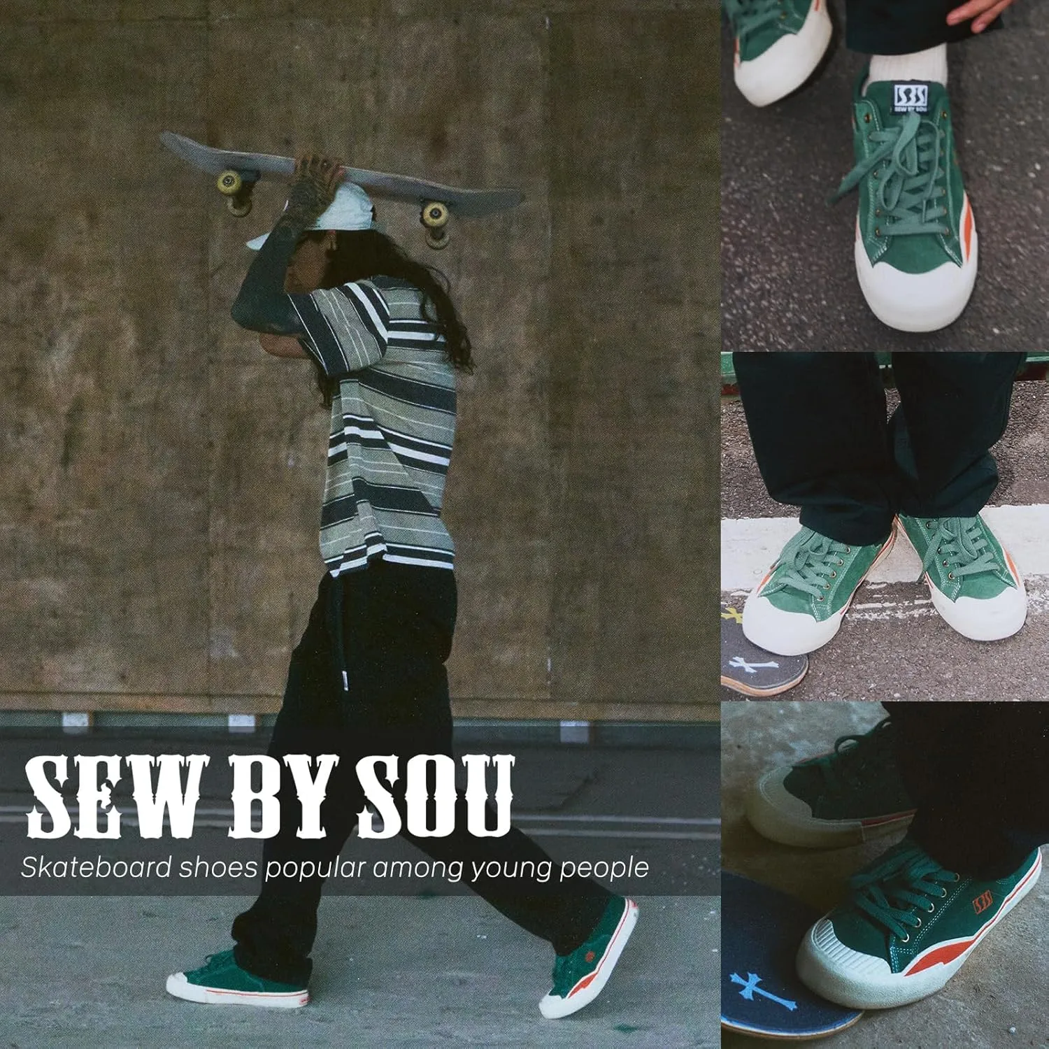 Skateboard Shoes for Men Leather Low Top Pro Skateboarding Training Casual Sneakers