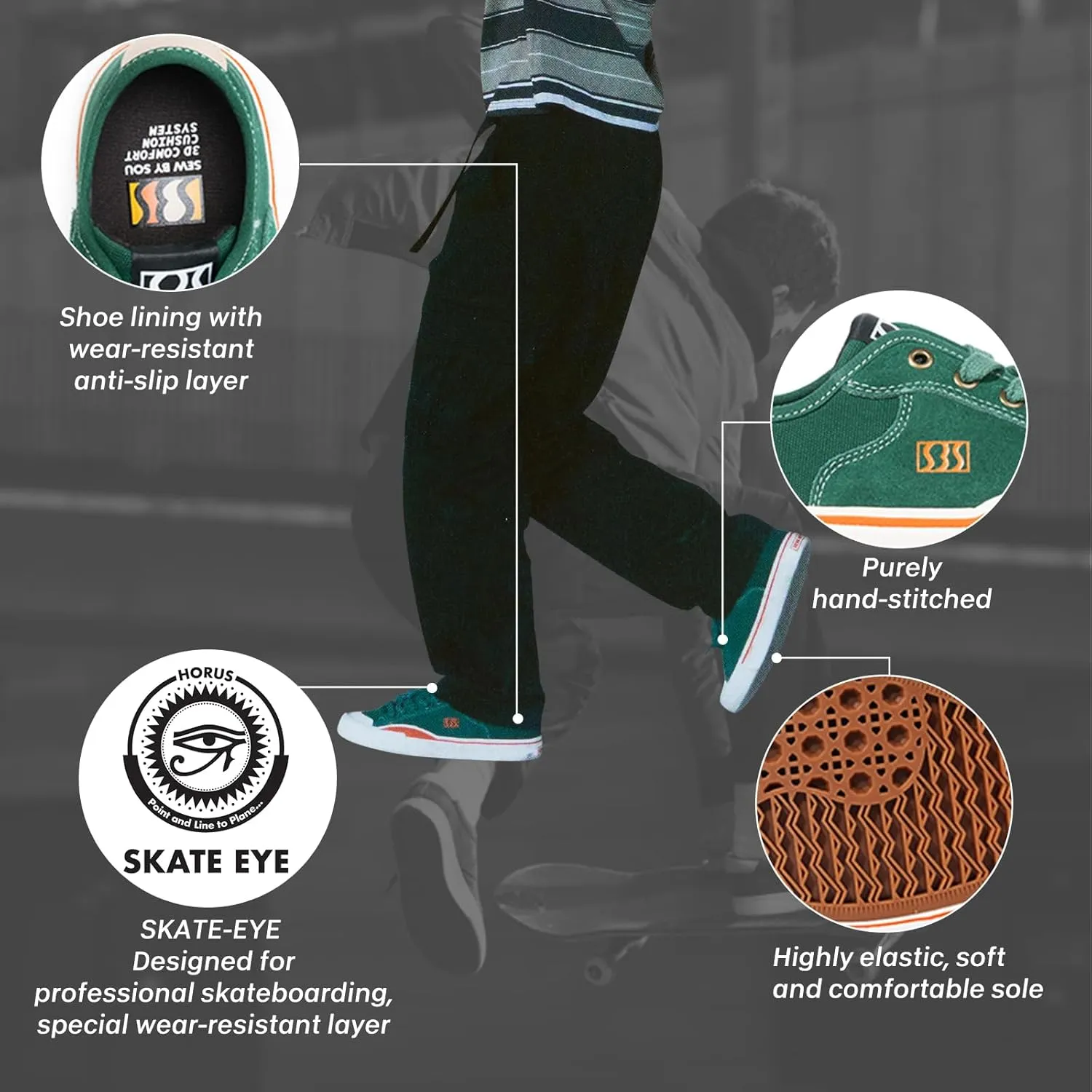 Skateboard Shoes for Men Leather Low Top Pro Skateboarding Training Casual Sneakers