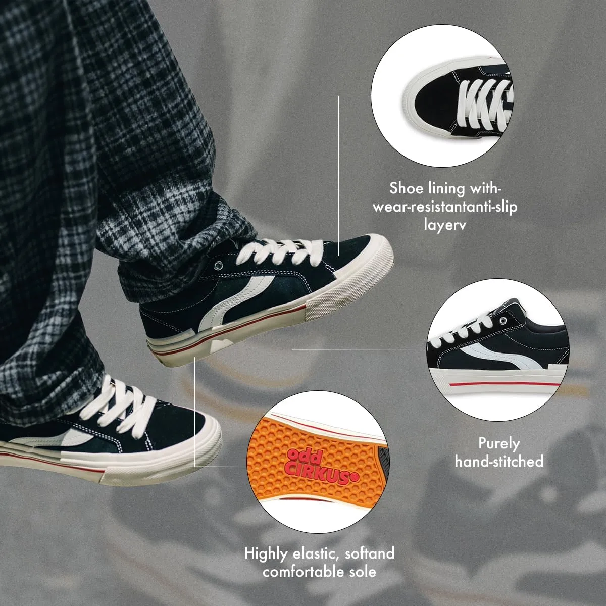 Skateboard Shoes for Men Low Top Pro Skate Shoes Casual Sneakers with Anti-Slip Trainers Shock Absorption Properties
