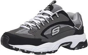Skechers Sport Men's Stamina Nuovo Cutback Lace-Up Sneaker,Charcoal/Black,12 M US