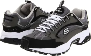 Skechers Sport Men's Stamina Nuovo Cutback Lace-Up Sneaker,Charcoal/Black,14 M US