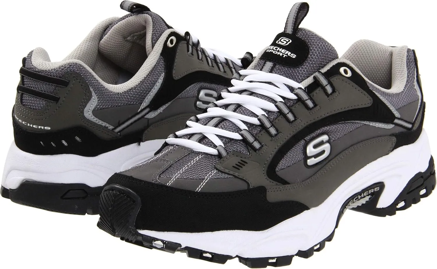 Skechers Sport Men's Stamina Nuovo Cutback Lace-Up Sneaker,Charcoal/Black,7.5 M US