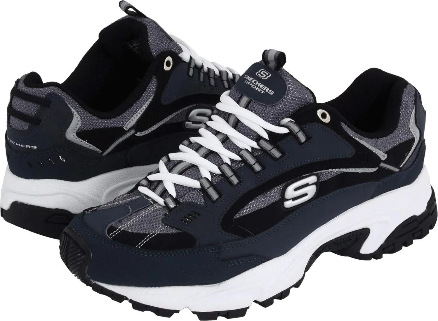 Skechers Sport Men's Stamina Nuovo Cutback Lace-Up Sneaker,Navy/Black,8 2E US