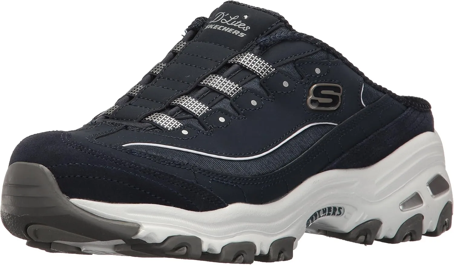 Skechers womens D'lites Fashion Sneaker, Navy/White, 5.5 US