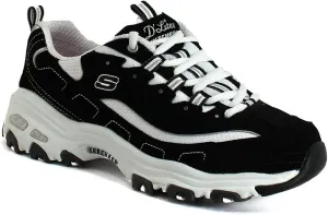 Skechers Women's D'Lites-Me Time Sneaker, Black/White, 8.5 W US