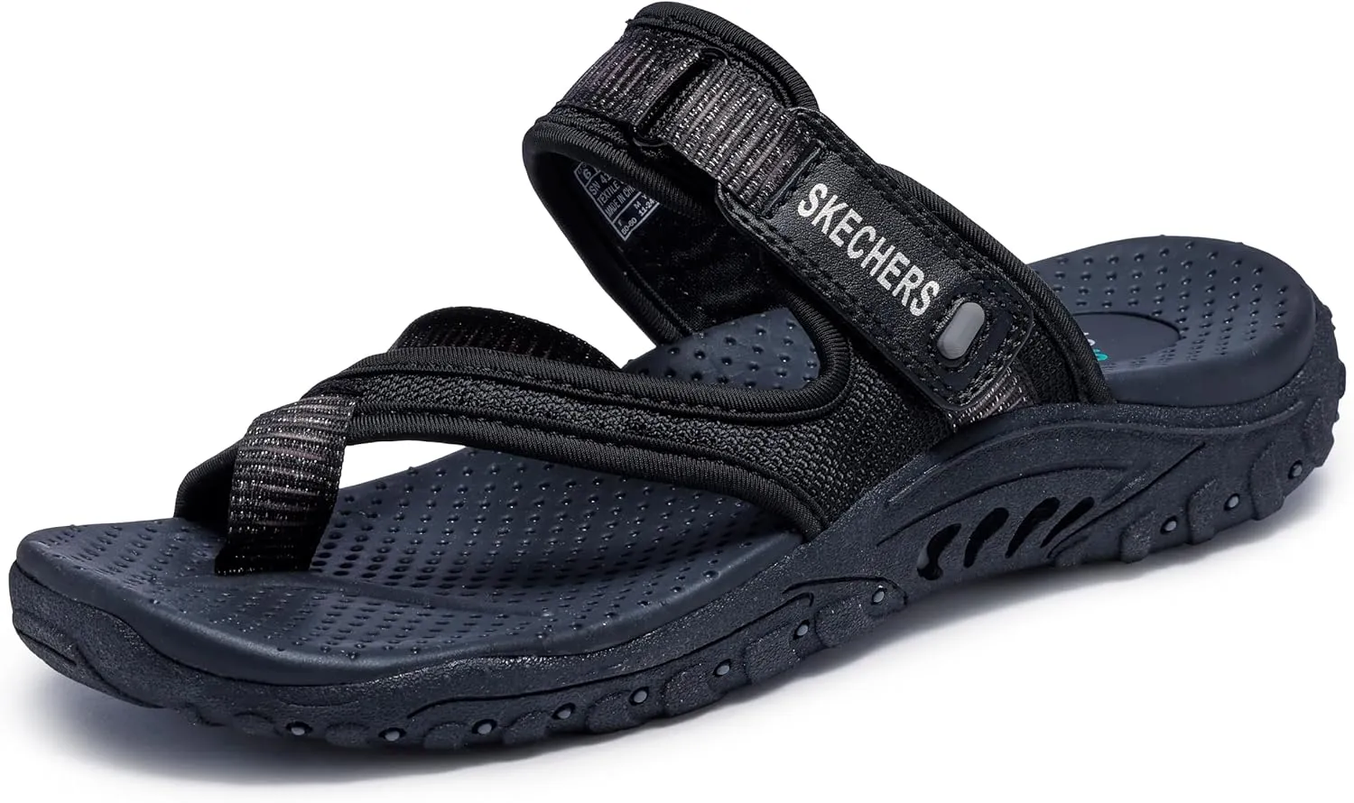 Skechers Women's Reggae-Seize The Day-Toe Thong Sandal Flip-Flop, Black, 5 M US