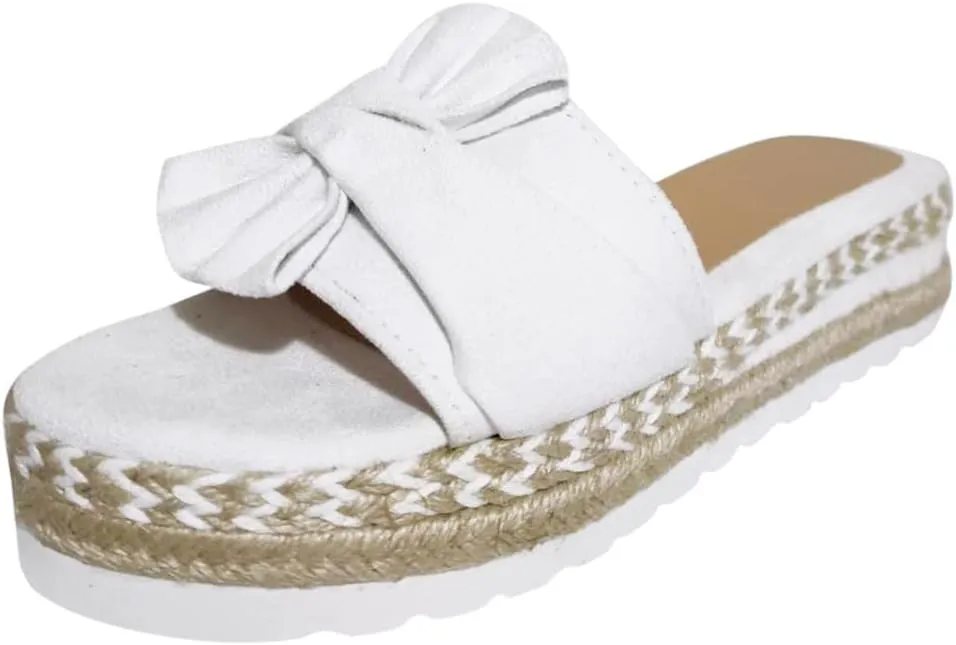 Slides for Women Cute Bow Tie Knot On Top Strap, Comfy Slip On Open Toe Flat Sandals Casual Summer Beach Walking Slippers