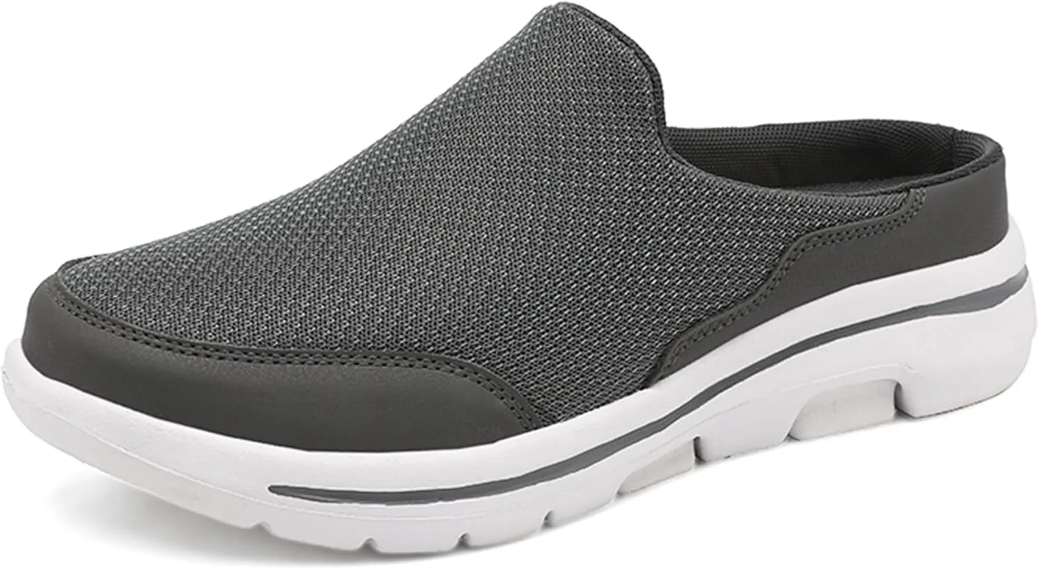 Slip On Mules & Clogs for Womens Mens Light Open Back Shoes Comfort Walking Shoes Breathable Slippers Closed Toe Slides A Dark Grey Size: 12.5 Women/11 Men