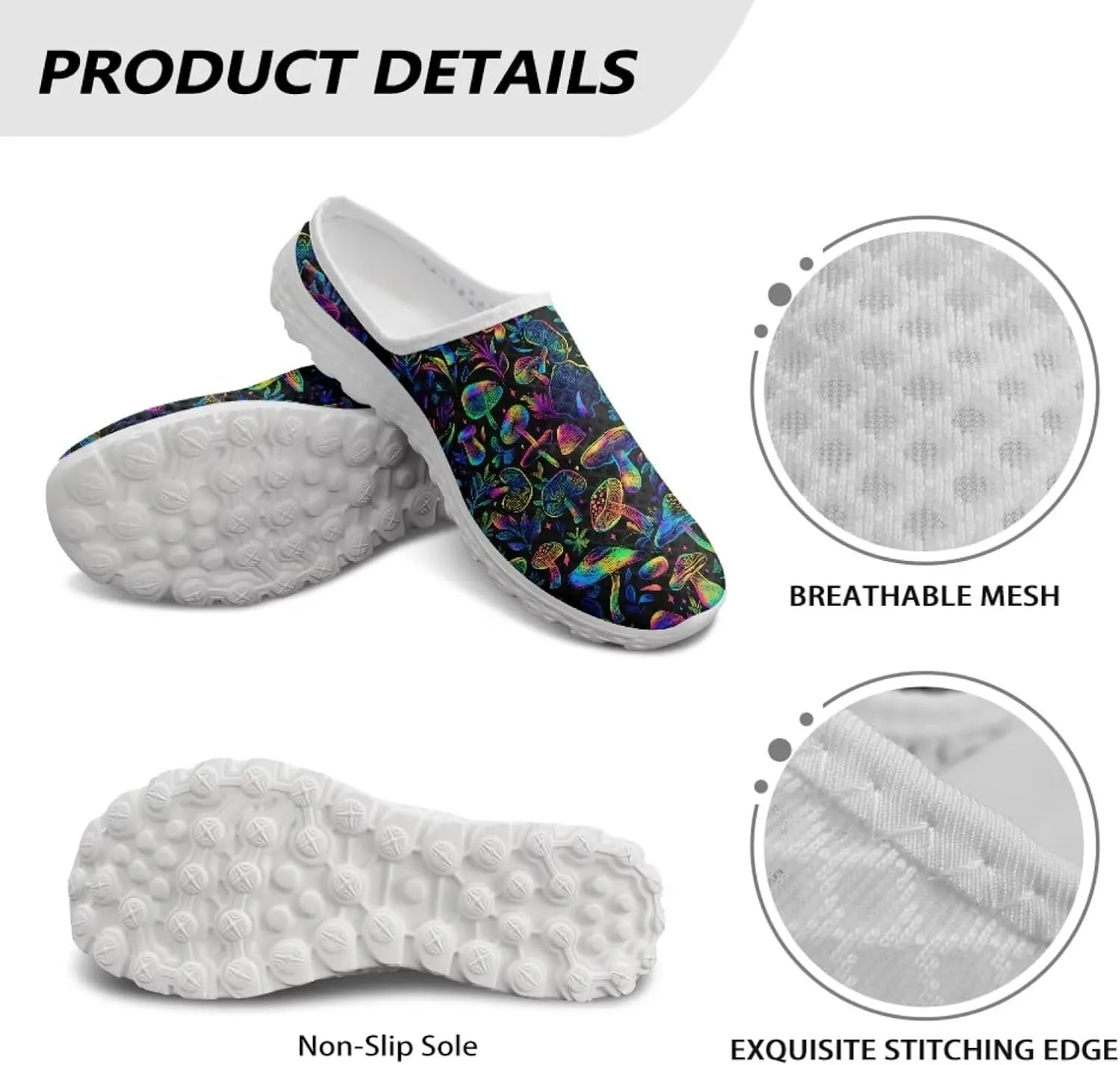 Slip On Shoes Women Barefoot Water Shoes Casual Mesh Flats Mules with Non Slip Sole Lightweight Closed Toe Slides for Outdoor