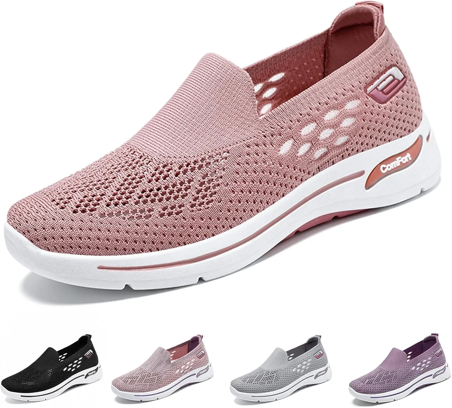 Sneakers for Women Diabetic Elderly Shoes Ladies Fashion Mary Jane Sneakers Mesh Breathable Walking Sneaker Summer Woven Hollow Out Orthopedic Soft Arch Support Walking Shoes