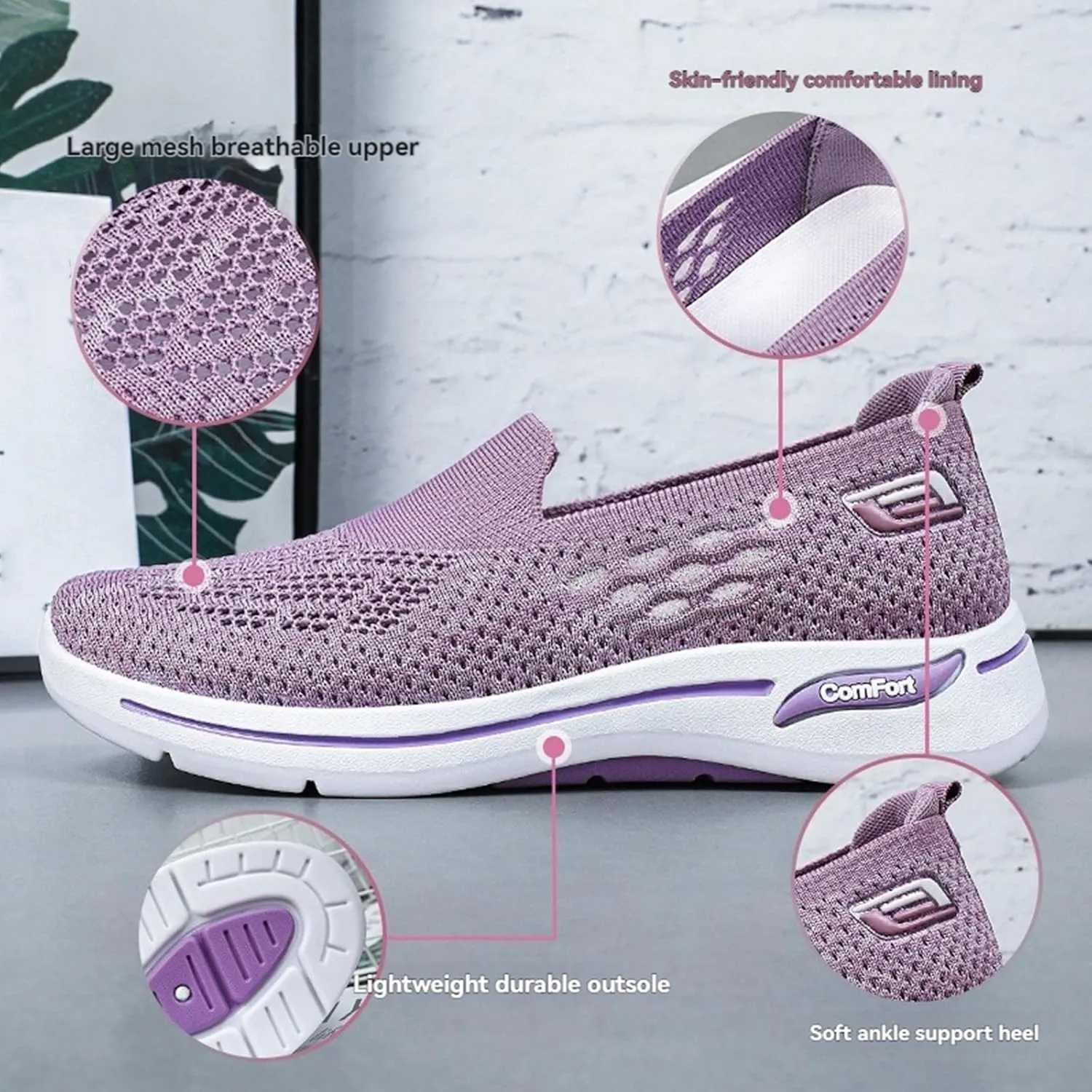 Sneakers for Women Diabetic Elderly Shoes Ladies Fashion Mary Jane Sneakers Mesh Breathable Walking Sneaker Summer Woven Hollow Out Orthopedic Soft Arch Support Walking Shoes
