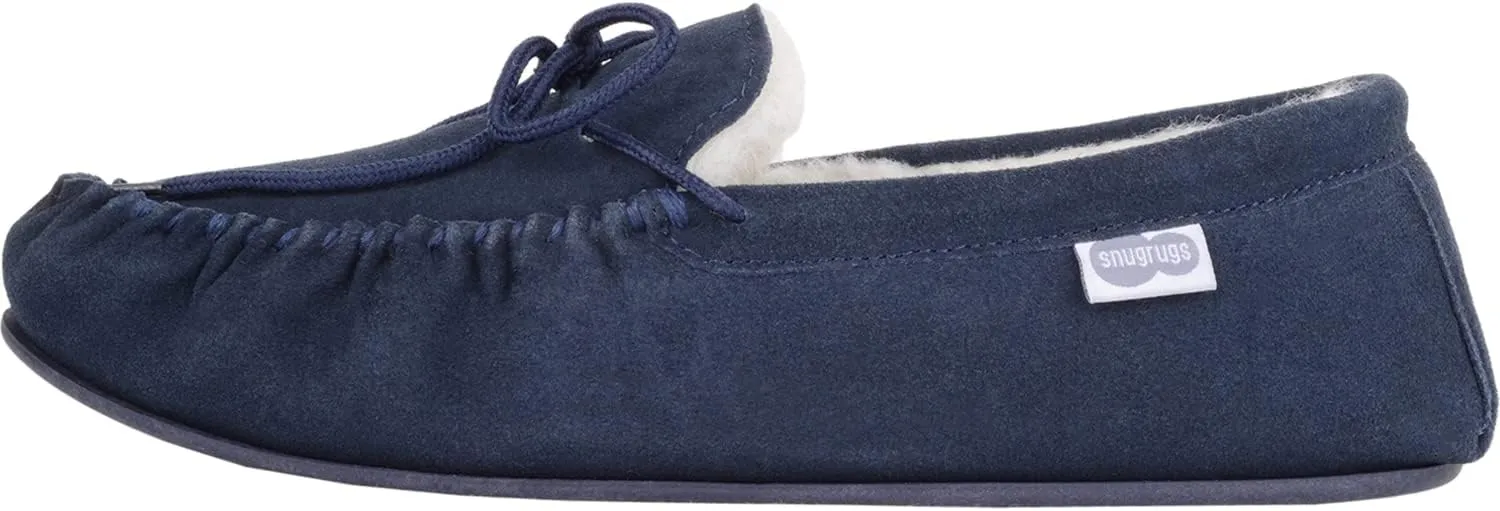 SNUGRUGS Men's Monty Suede Wool Rubber Sole Moccasins