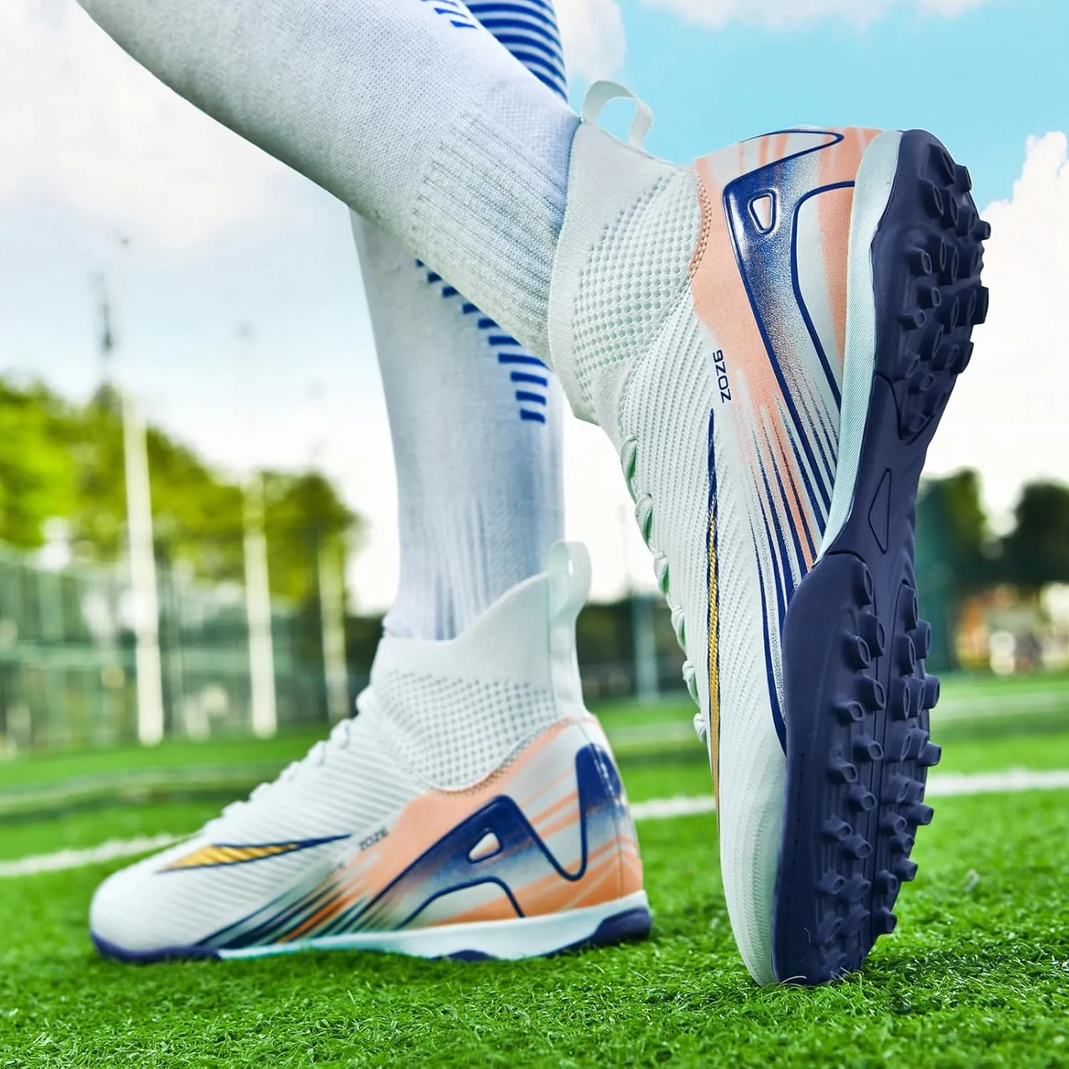Soccer Cleats for Mens Womens Turf Soccer Shoes Indoor Unisex Football Boots AG FG TF Wide Training Sneaker Outdoor