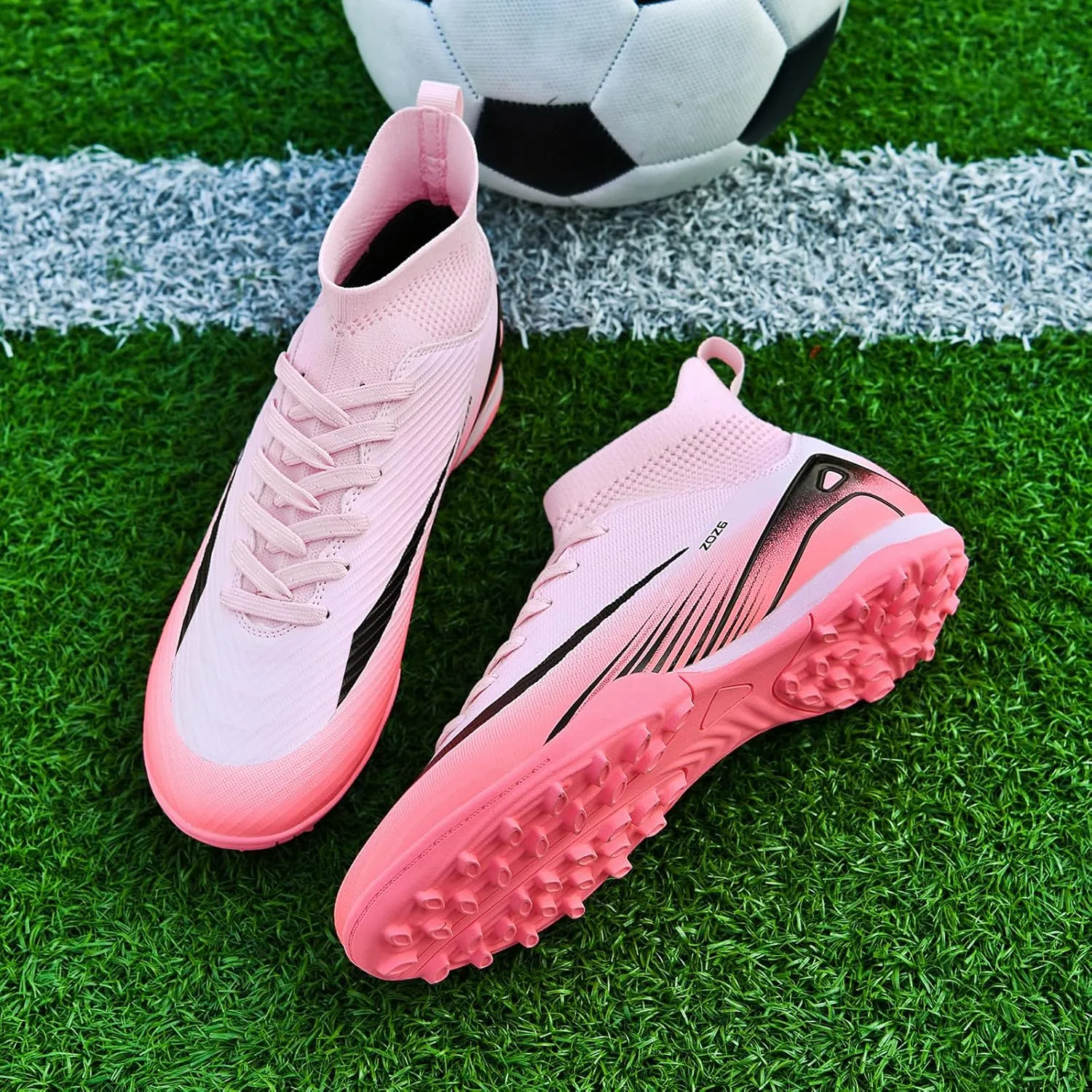 Soccer Cleats for Mens Womens Turf Soccer Shoes Indoor Unisex Football Boots AG FG TF Wide Training Sneaker Outdoor