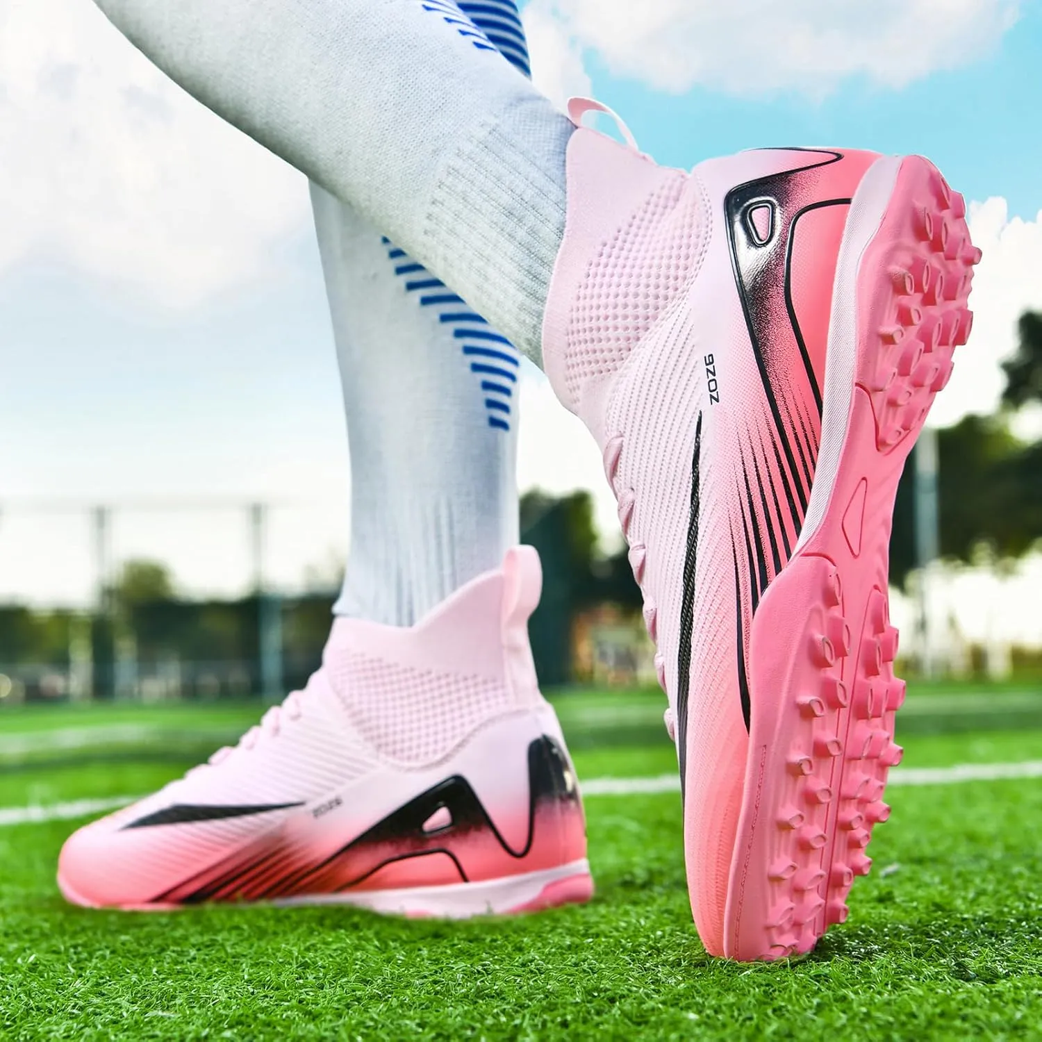 Soccer Cleats for Mens Womens Turf Soccer Shoes Indoor Unisex Football Boots AG FG TF Wide Training Sneaker Outdoor