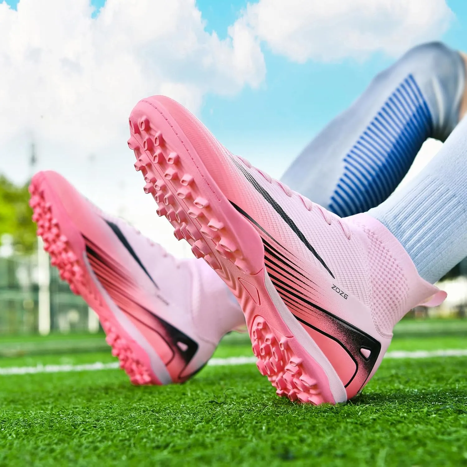 Soccer Cleats for Mens Womens Turf Soccer Shoes Indoor Unisex Football Boots AG FG TF Wide Training Sneaker Outdoor