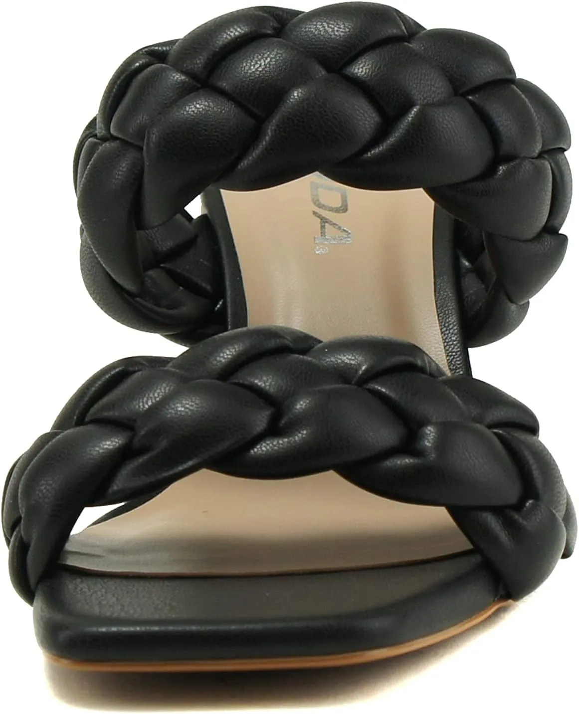 Soda BUGGY ~ Women Double Braided Straps Casual Open Square Toe Fashion Slide Block Heel Sandal