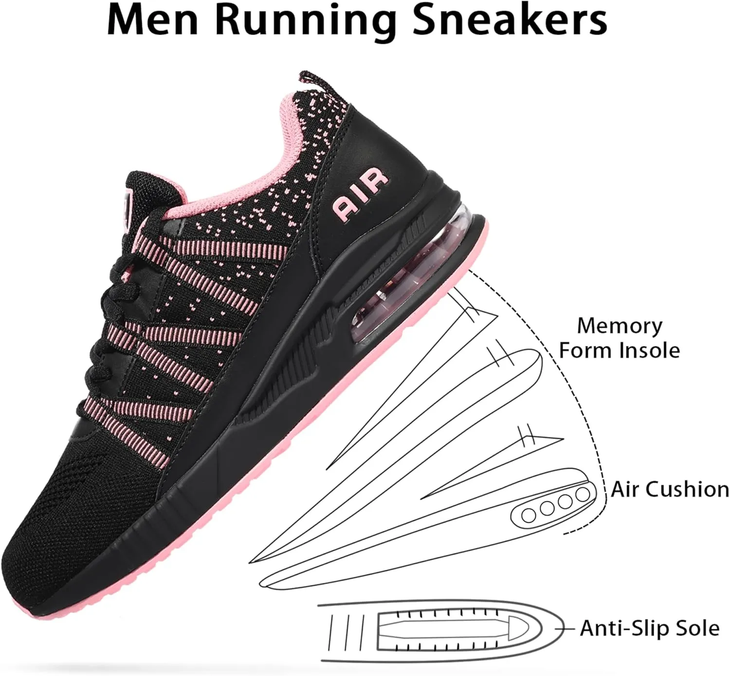 Soulsfeng Womens Air Cushion Running Shoes Lightweight Breathable Workout Tennis Walking Sneakers US 3.5-11.5
