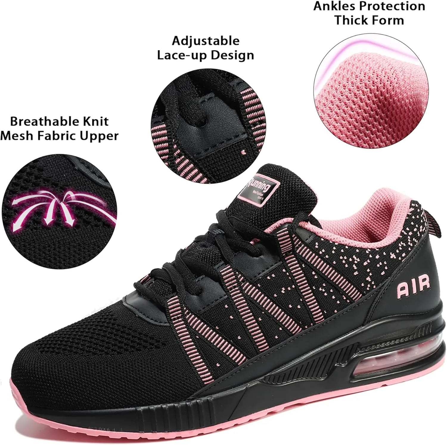 Soulsfeng Womens Air Cushion Running Shoes Lightweight Breathable Workout Tennis Walking Sneakers US 3.5-11.5