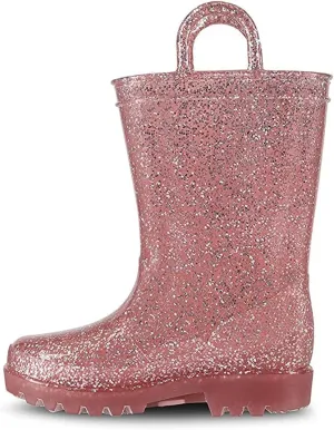 sporto Kids Boots Jazz Waterproof Slip-On Lined Glitter Rubber Rain Shoes Classic All-Weather