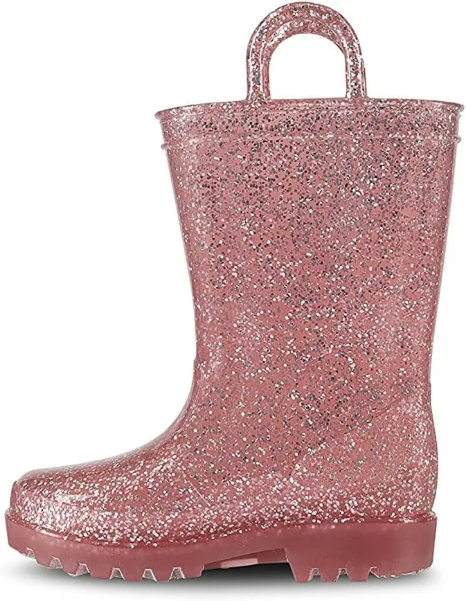 sporto Kids Boots Jazz Waterproof Slip-On Lined Glitter Rubber Rain Shoes Classic All-Weather