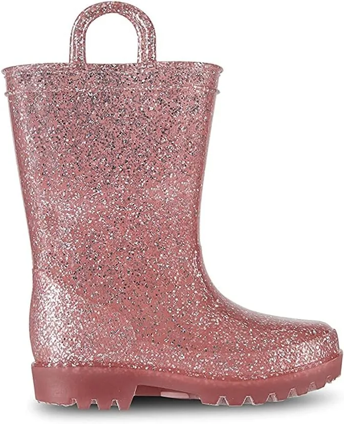 sporto Kids Boots Jazz Waterproof Slip-On Lined Glitter Rubber Rain Shoes Classic All-Weather