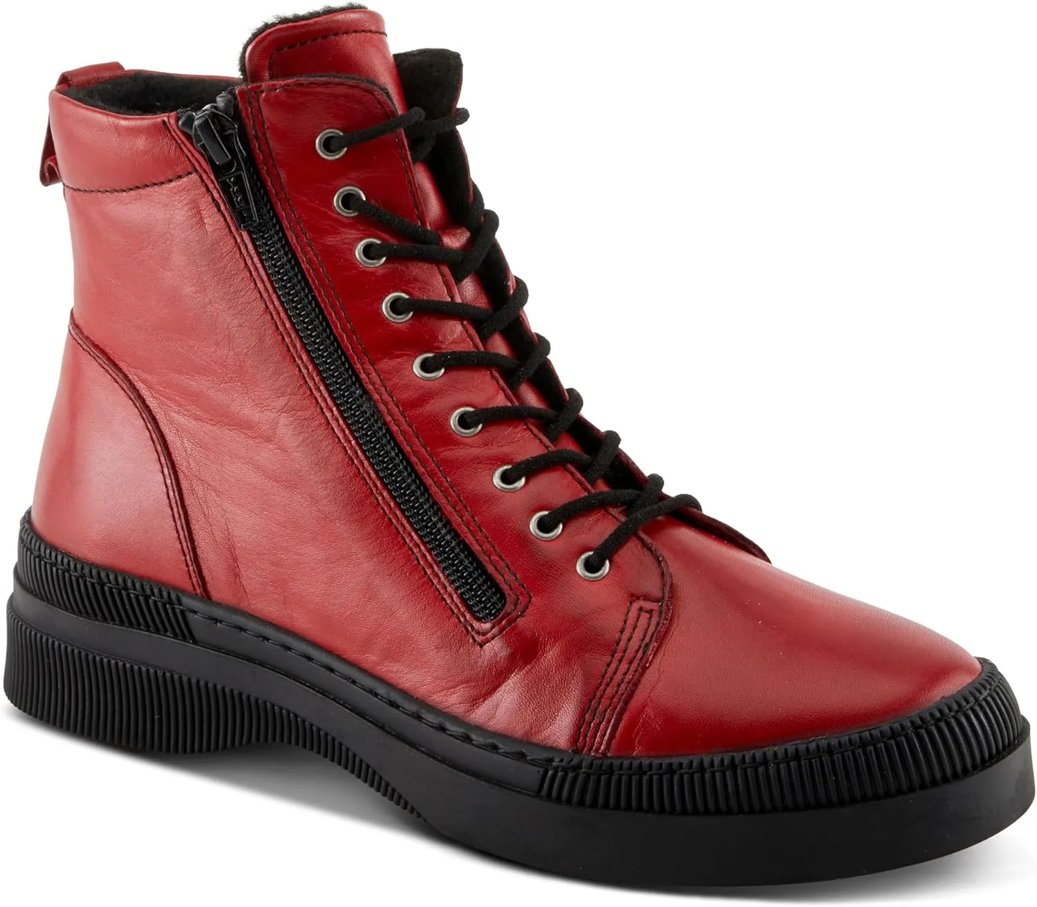 Spring Step Women's HOYLEIN Combat Boots with Double Zipper, Rich Leathers, and Removable Insoles