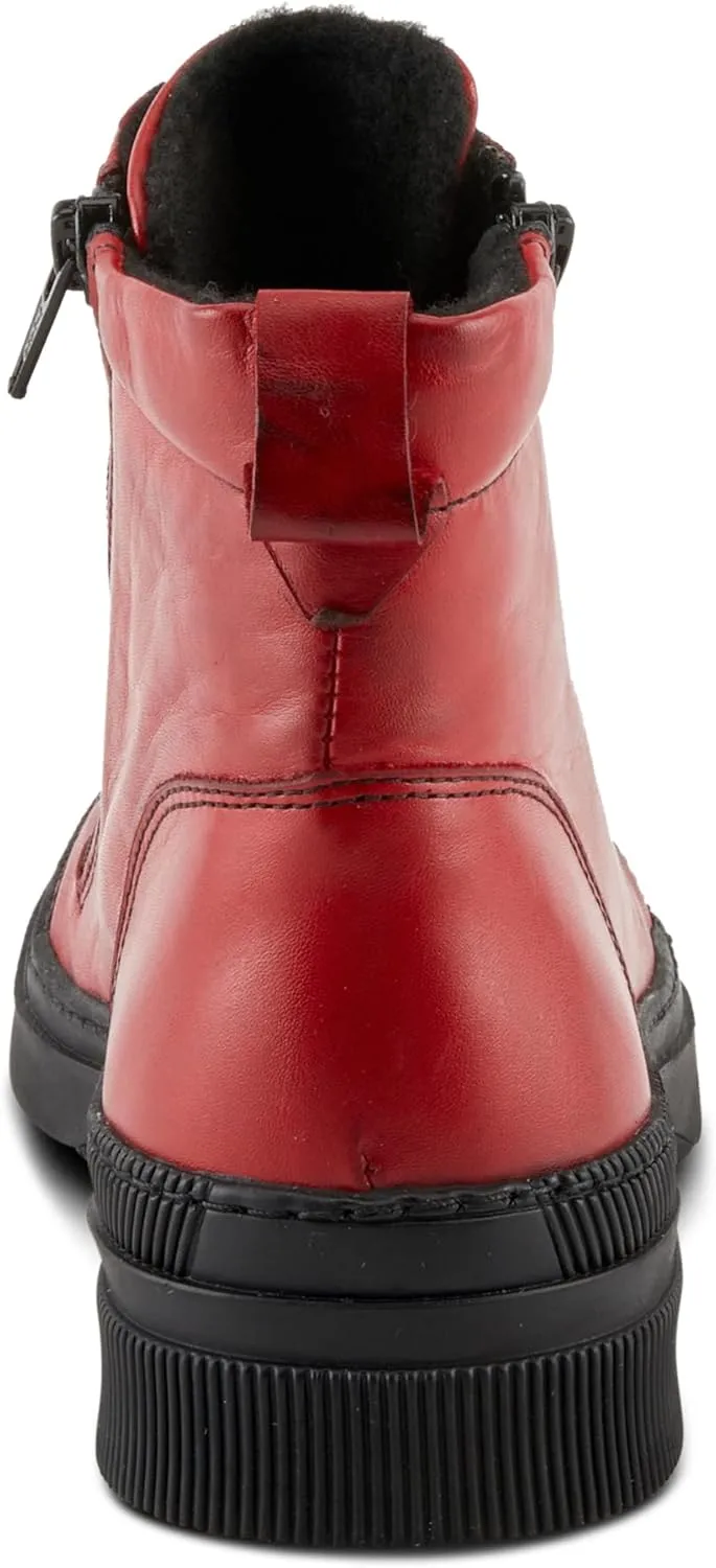 Spring Step Women's HOYLEIN Combat Boots with Double Zipper, Rich Leathers, and Removable Insoles