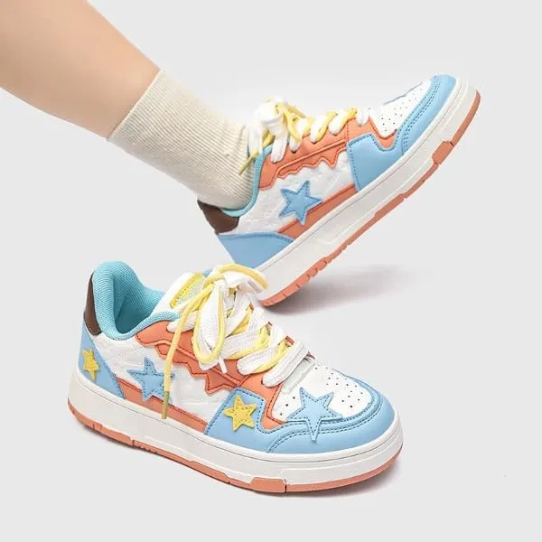 Star Chunky Sneakers Women Trendy Casual Aesthetic Skate Walking Shoes Street Thick Sole Platform Shoes