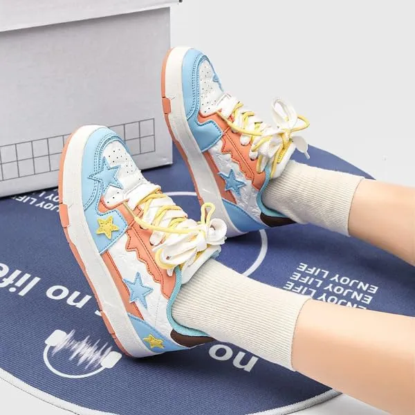 Star Chunky Sneakers Women Trendy Casual Aesthetic Skate Walking Shoes Street Thick Sole Platform Shoes