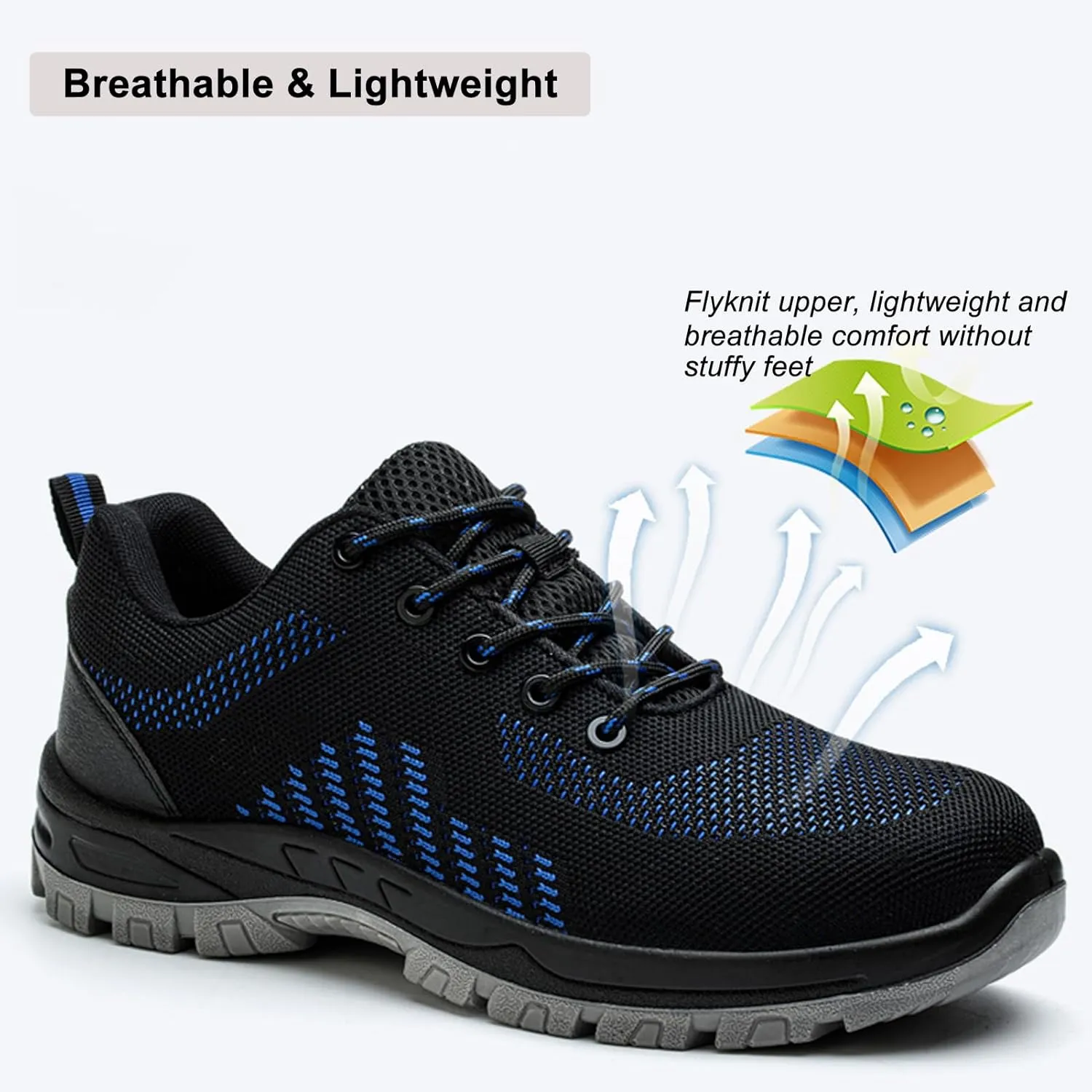 Steel Toe Shoes Comfortable Lightweight Work Safety Boots Puncture Proof Slip Resistant Indestructible Sneakers Construction Tennis Utility Shoes