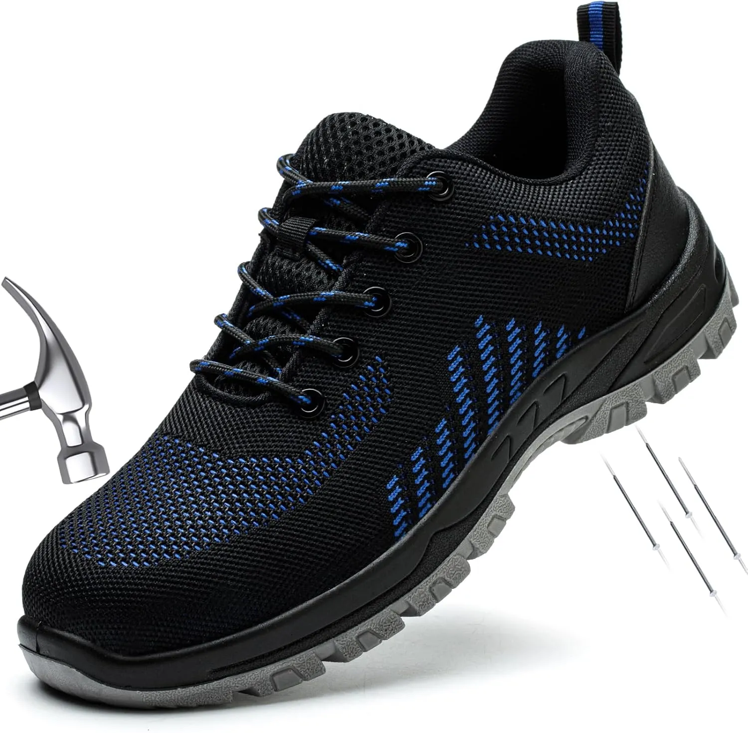 Steel Toe Shoes Comfortable Lightweight Work Safety Boots Puncture Proof Slip Resistant Indestructible Sneakers Construction Tennis Utility Shoes