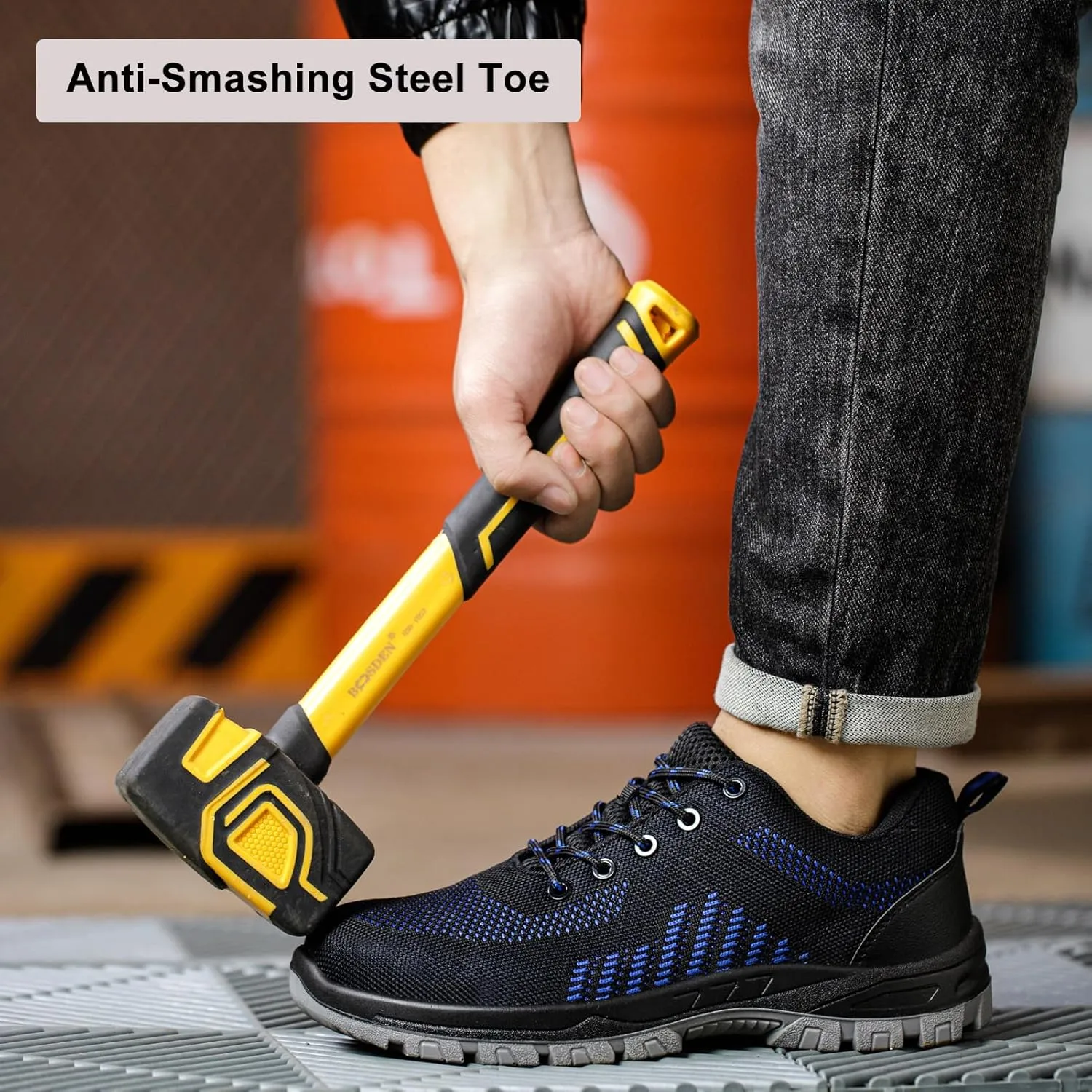 Steel Toe Shoes Comfortable Lightweight Work Safety Boots Puncture Proof Slip Resistant Indestructible Sneakers Construction Tennis Utility Shoes