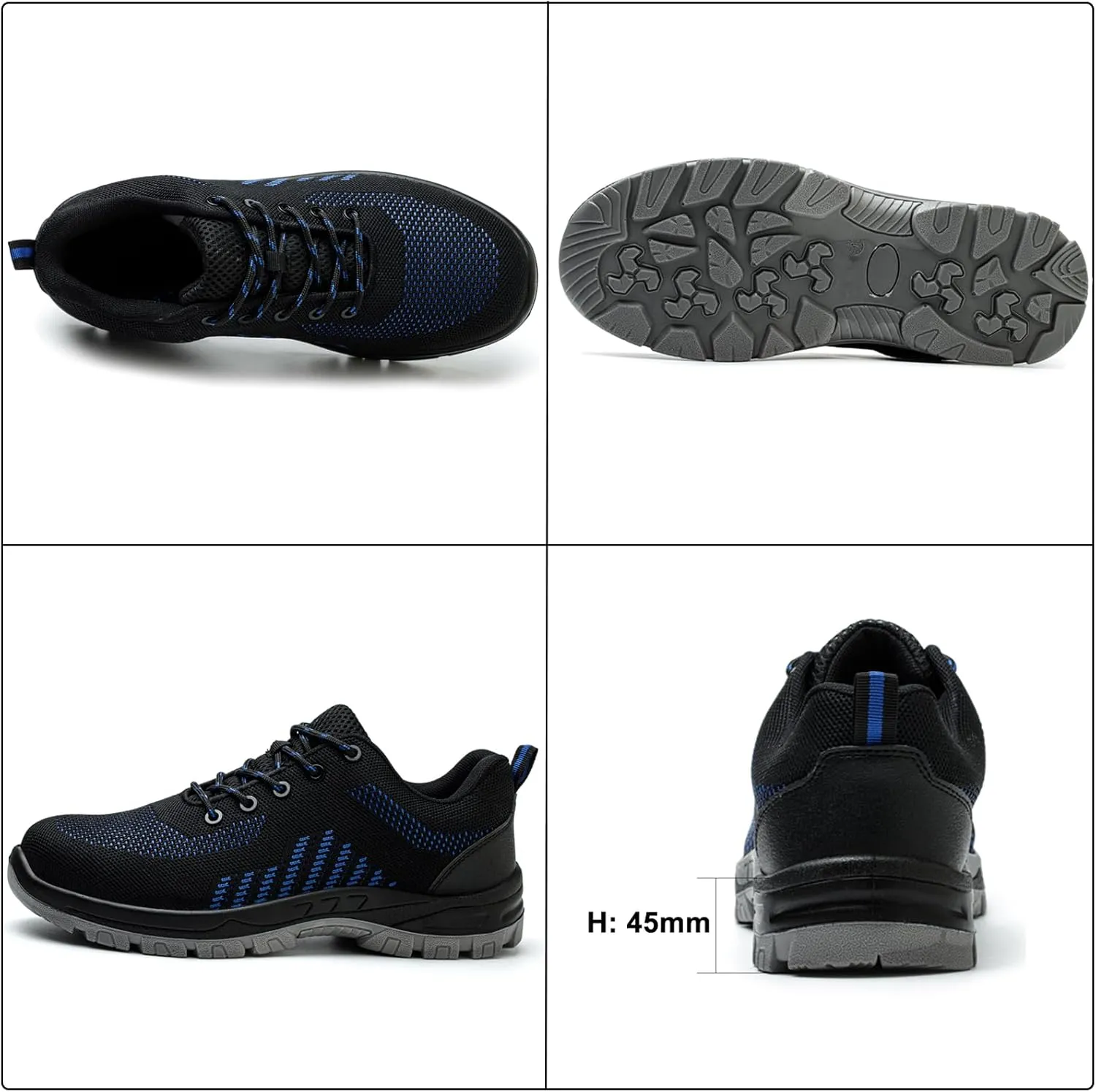 Steel Toe Shoes Comfortable Lightweight Work Safety Boots Puncture Proof Slip Resistant Indestructible Sneakers Construction Tennis Utility Shoes