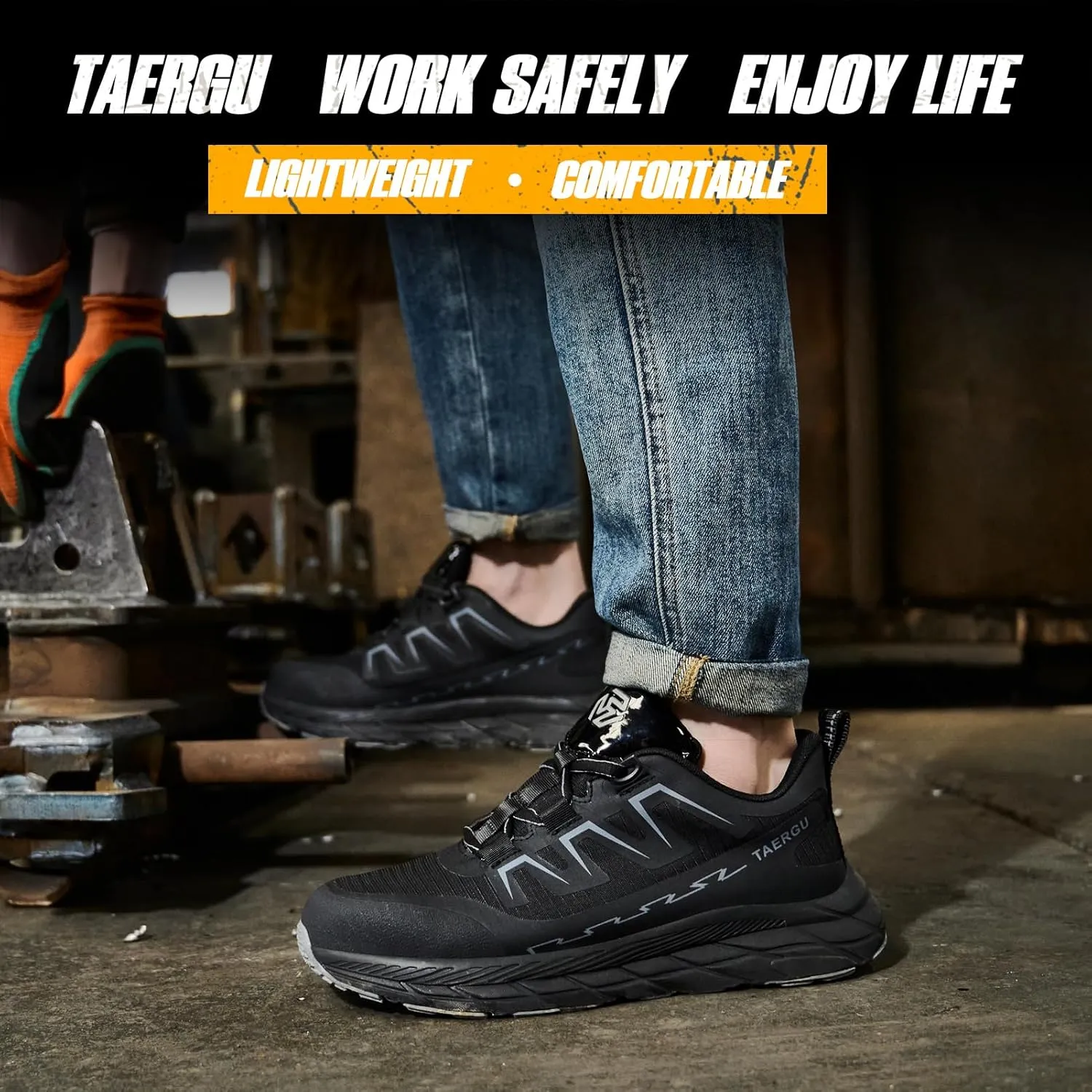 Steel Toe Shoes for Men Lightweight Indestructible Safety Work Shoes Non Slip Resistant Steel Toe Sneakers