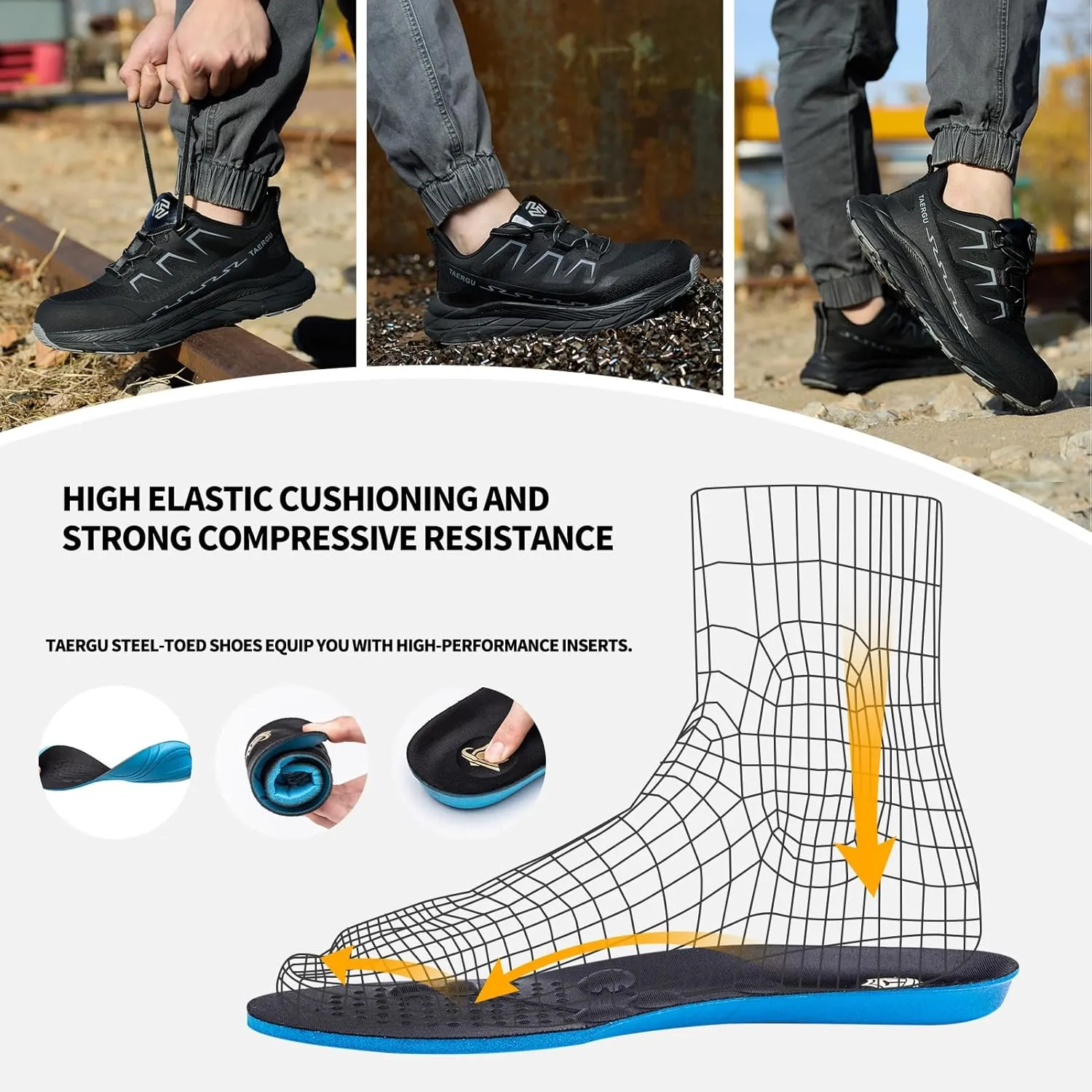 Steel Toe Shoes for Men Lightweight Indestructible Safety Work Shoes Non Slip Resistant Steel Toe Sneakers