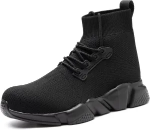Steel Toe Shoes for Men Work Safety Boots Women Socks Slip On Breathable Lightweight Non Slip High Top Construction Boots